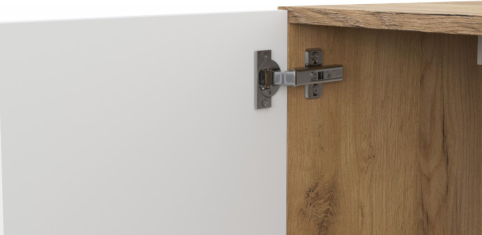 Комод 3 ящика Байкал (со створкой), Дуб Золотой, Белый матовый