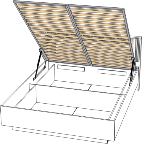 Кровать 160х200 "Харди" с подъемным механизмом - Белый текстурный/Ясень белый (зеркальн. вставки)