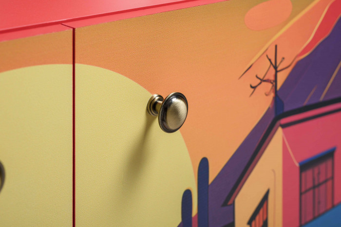 Кармин Комод-тумба 16.230.03 + Кармин Комод-тумба 16.230.03, цвет красный/белый, ШхГхВ 230,6х42,6х93,2 см., фасады с рисунком Бразильские домики