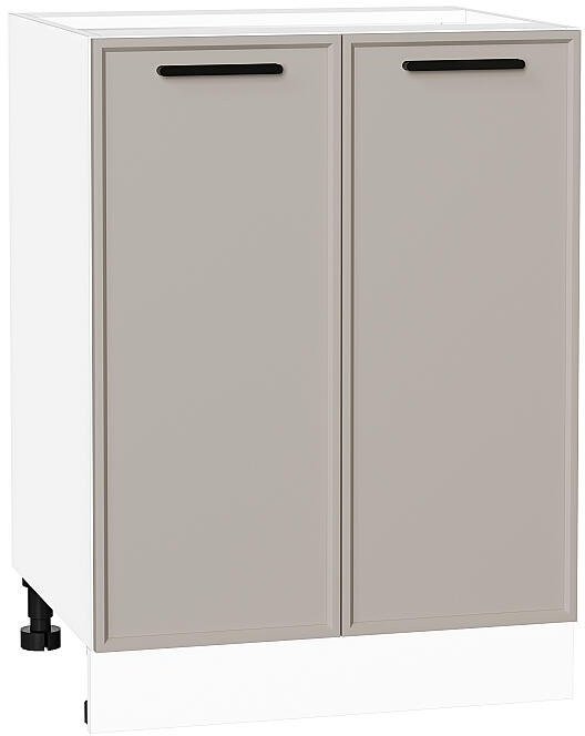 Кухонный гарнитур Фрейм-02, МДФ, 220 см, Белый/Глиняный шелк (Мрамор альпийский)