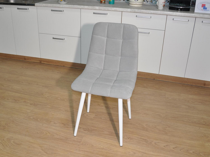 Стул Х / белый / велюр светло-серый