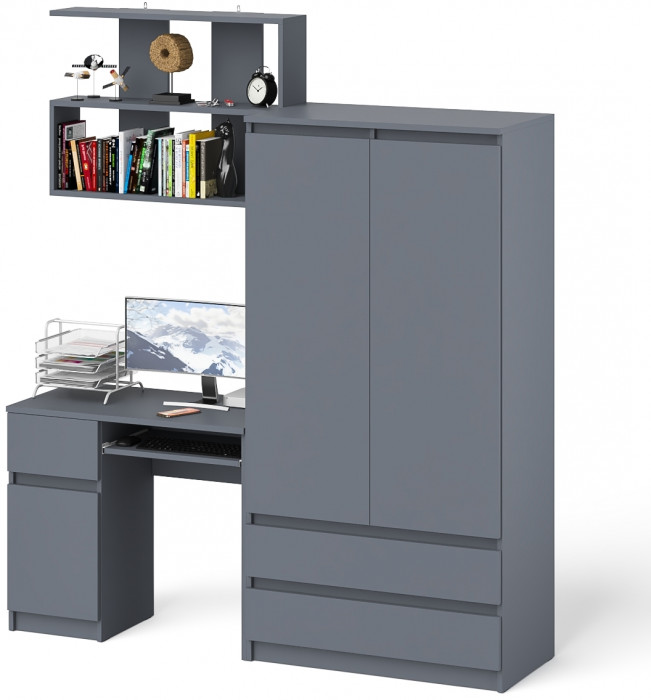 Мори компьютерный стол МС-1 левый + Шкаф МШ900.1 + Полка 900, графит