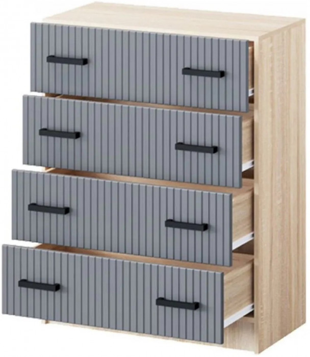 Модульная спальня Карина-6 МДФ, композиция 1 (Графит, Дуб Сонома)