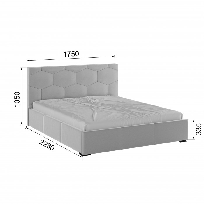 Манука Кровать интерьерная 160 светло-серый, ПМ
