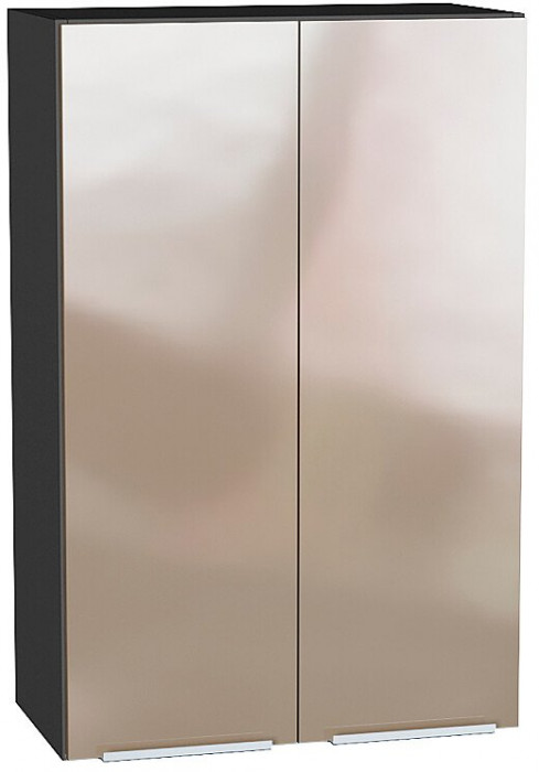 Кухонный гарнитур Фьюжн-01, МДФ, 230 см, Графит/Галлант/Антрацит (Снежный мрамор)