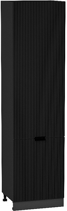 Кухонный гарнитур Евро Лайн-07, МДФ, 200 см, Графит/Антрацит/Агат, стеклополки (Дуб табак)