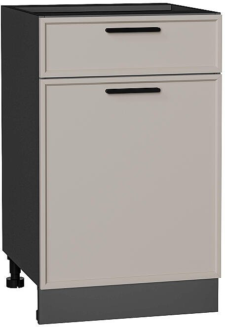 Кухонный гарнитур Фрейм-02, МДФ, 220 см, Графит/Глиняный шелк (Песчаный камень глянец)