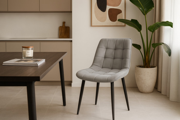 Стул "Бостон" черный матовый Velutto 52 серый