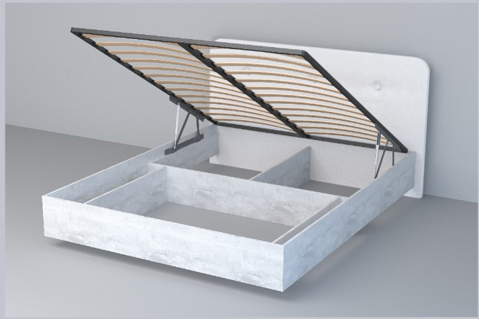 Кровать 1,4 арт.031 (Пуговицы) ПМ. (Бетон Светлый/Стальной Серый)