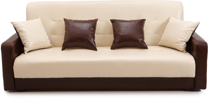 Диван-кровать Аккорд 120х190, книжка, пружинный блок, экокожа, цвет коричнево-бежевый