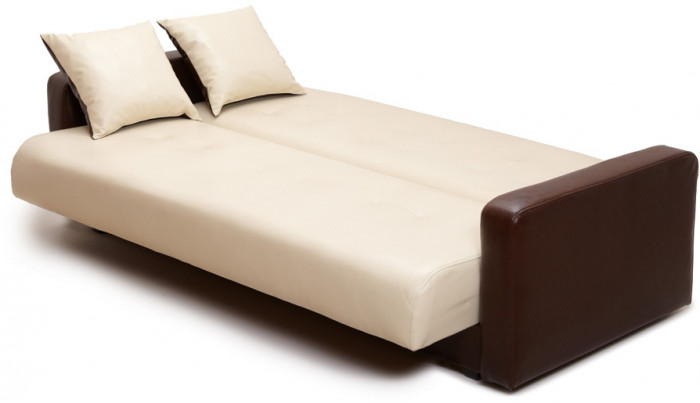 Диван-кровать Аккорд 120х190, книжка, пружинный блок, экокожа, цвет коричнево-бежевый