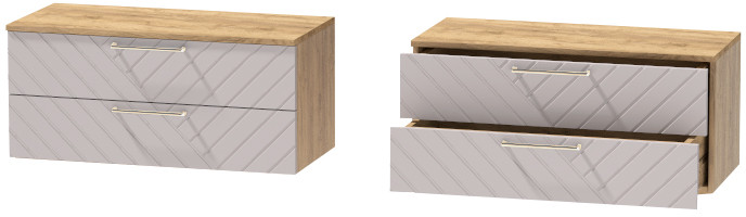 Тумба-5 прикроватная подвесная "Иннэс-7", Крафт золотой/Грэй софт