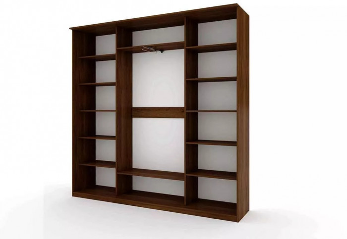 Шкаф купе Модерн 2362х450 4-х дверный 3-х секционный зеркальный с пескоструем №3 венге