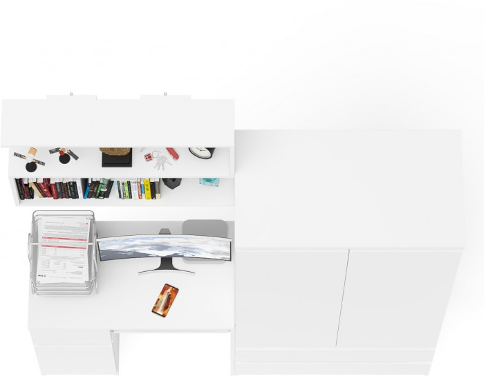 Мори компьютерный стол МС-1 левый + Шкаф МШ900.1 + Полка 900, белый
