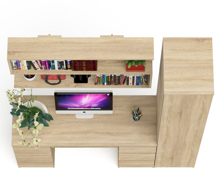 Мори компьютерный стол МС-2 + Пенал МШ400.1 + Полка 1200, дуб сонома
