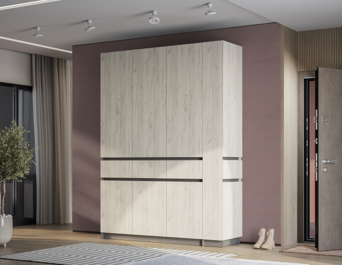 Шкаф стеллаж "Багира" ШК-16 Графит/Крафт белый