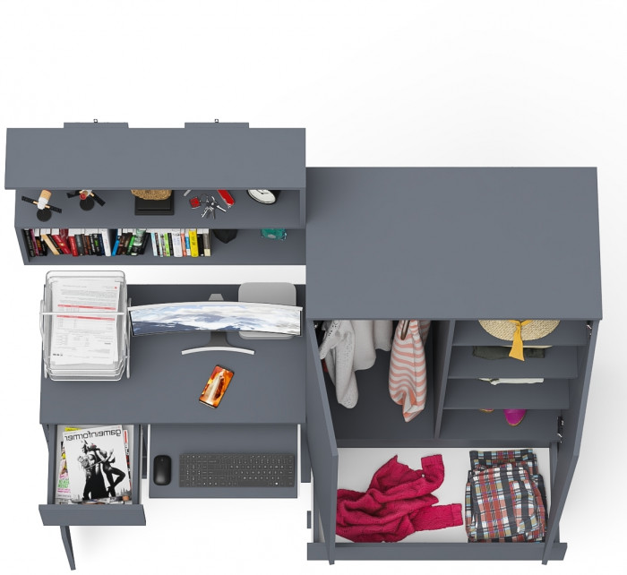 Мори компьютерный стол МС-1 левый + Шкаф МШ900.1 + Полка 900, графит