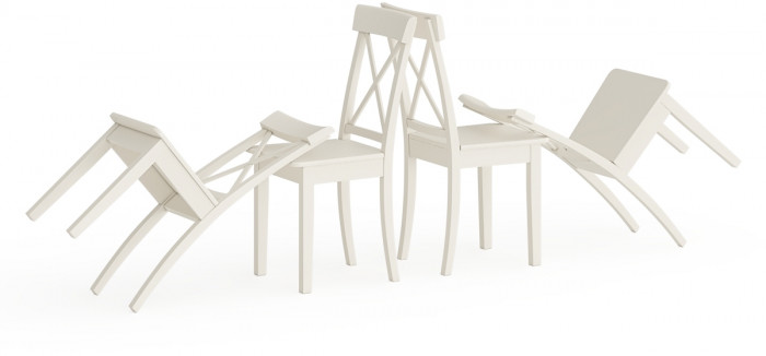 Четыре стула Мебель--24 Гольф-14 разборных, цвет слоновая кость, деревянное сиденье цвет слоновая кость, 41х42х95 см., от пола до верха сиденья 47 см.