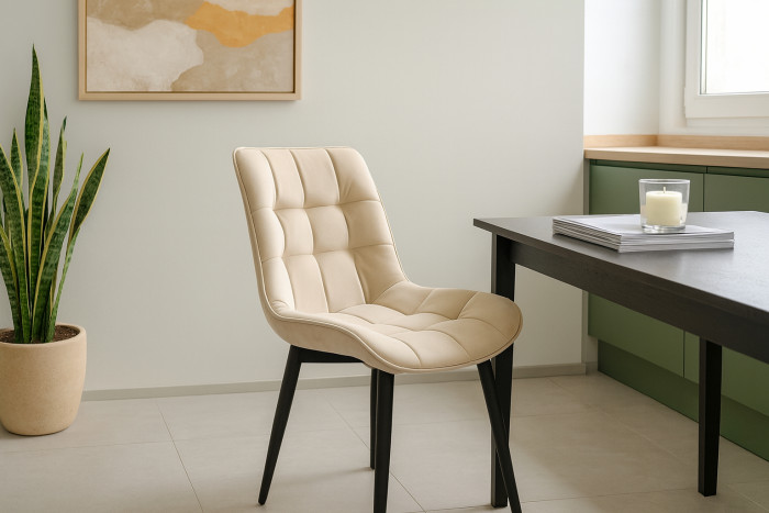 Стул "Бостон" черный матовый Velutto 07 бежевый