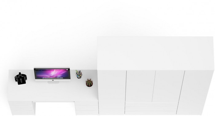 Мори Стол компьютерный МС-2 + Шкаф МШ1600.1, цвет белый, ШхГхВ 295,8х50,4х209,6 см., универсальная сборка