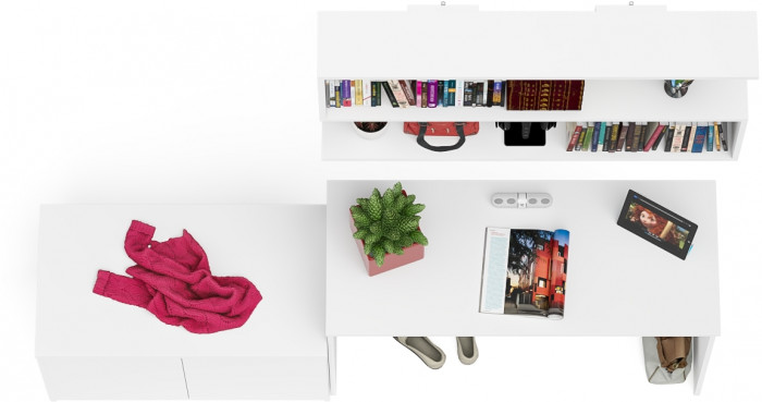 Мори Стол письменный МСП1200.1 + Тумба МА900.1 + Полка 1200, цвет белый, ШхГхВ 210,8х50,4х209,6 см., универсальная сборка