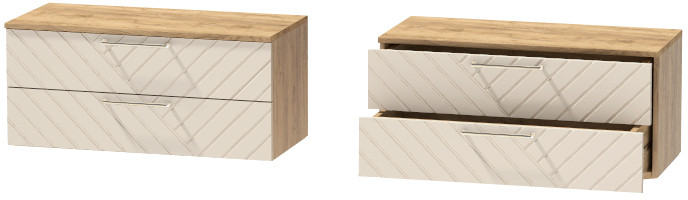 Тумба-5 прикроватная подвесная "Иннэс-7", Крафт золотой/Тирамису матовый