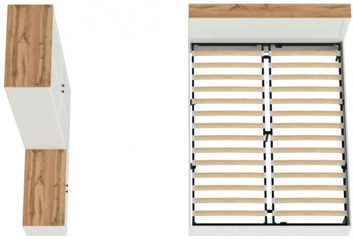 Остин 11.53 Кровать + ортопед + 16.307 Шкаф + 13.257 Тумба, белый шагрень/дуб крафт золотой