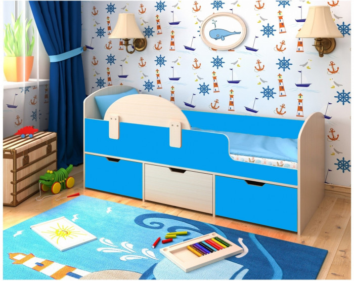 Кровать Малыш Мини (Дуб молочный/Ирис)