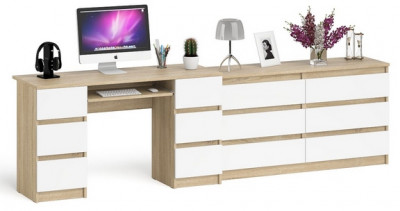 Мори компьютерный стол МС-2 + Комод МК1380.6, дуб сонома/белый