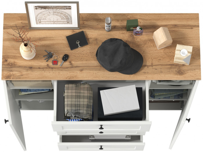 Остин 16.221 Комод, цвет белый шагрень/дуб крафт золотой, ШхГхВ 120х41,9х99,3 см.