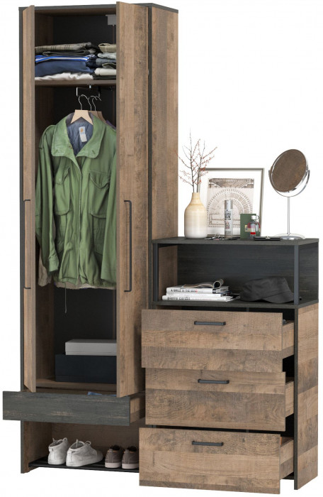 Трувор 13.328.02 Шкаф для одежды + 13.307.02 Комод с ящиками, дуб гранж песочный/интра