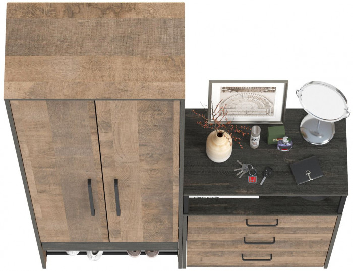 Трувор 13.328.02 Шкаф для одежды + 13.307.02 Комод с ящиками, дуб гранж песочный/интра