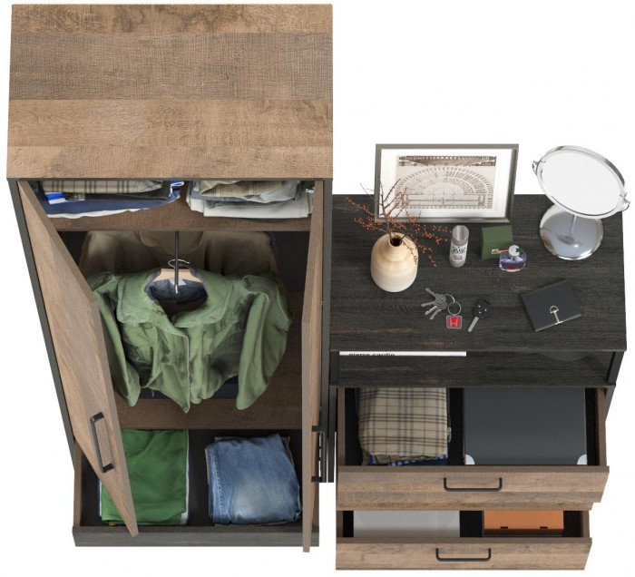 Трувор 13.328.02 Шкаф для одежды + 13.307.02 Комод с ящиками, дуб гранж песочный/интра