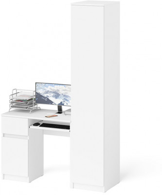 Мори компьютерный стол МС-1 левый + Пенал МШ400.1, белый