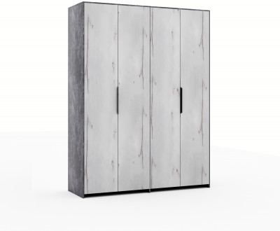 Шкаф для одежды 4-х дверный "Ривьера" - Канадский дуб арктик/Бетон спаркс