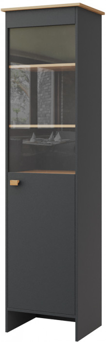 Пенал-витрина (правое исполнение) "Скандинавия" - Антрацит/Дуб наварра