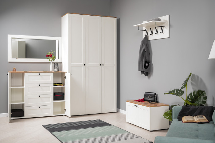 Остин 16.221 Комод, белый шагрень/дуб крафт золотой