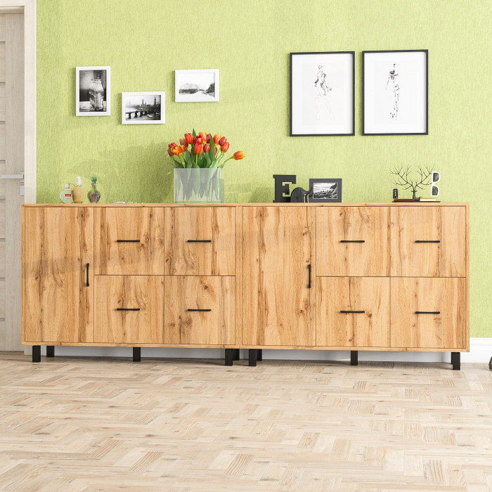 Комод РВК 125-1204 + Комод РВК 125-1204, цвет дуб вотан, ШхГхВ 240,8х37,4х87 см., НЕ универсальная сборка