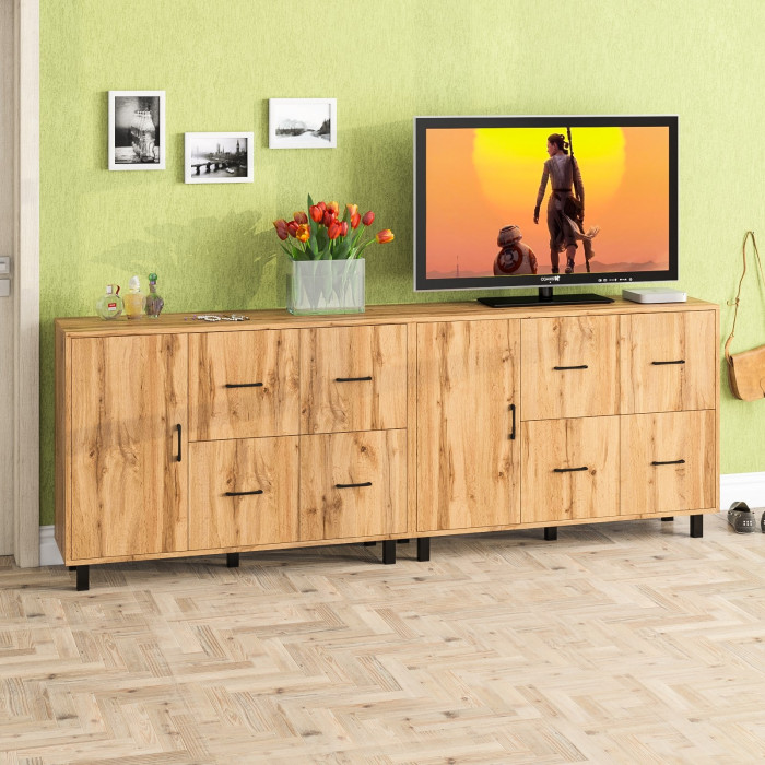 Комод РВК 125-1204 + Комод РВК 125-1204, цвет дуб вотан, ШхГхВ 240,8х37,4х87 см., НЕ универсальная сборка