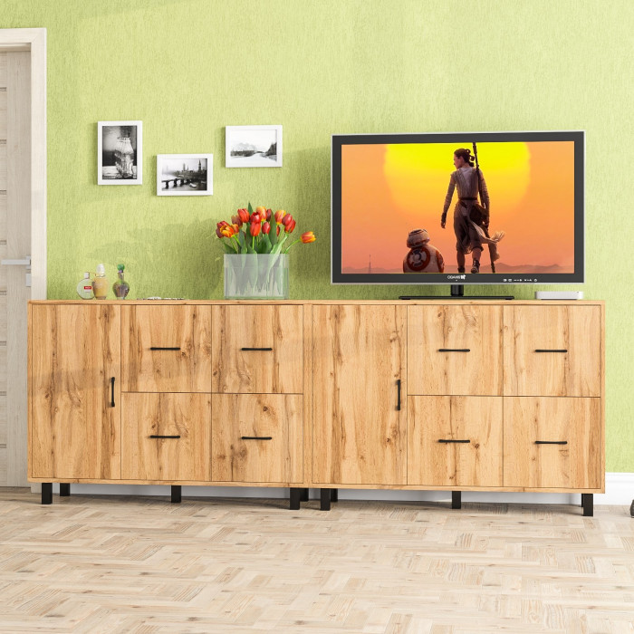 Комод РВК 125-1204 + Комод РВК 125-1204, цвет дуб вотан, ШхГхВ 240,8х37,4х87 см., НЕ универсальная сборка