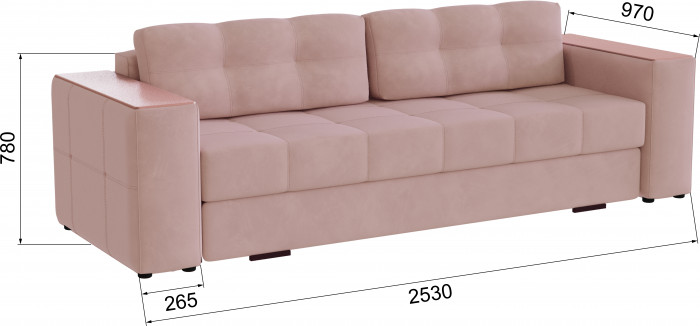 Диван раскладной Виконт, пыльная роза/мдф пудра