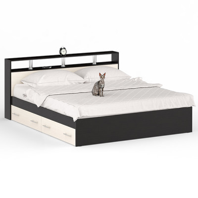 Камелия Кровать с ящиками 1800, венге/дуб лоредо