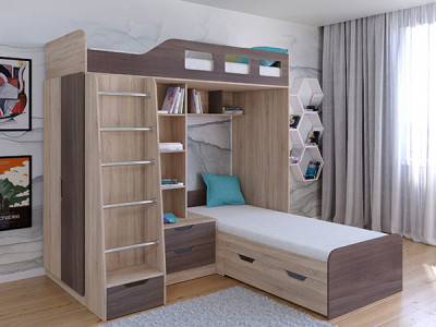 Кровать двухъярусная Астра 4  Сонома/Дуб Шамони