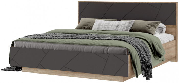 Даллас КР 01 Кровать 1,6х2,0 (1,670х0,986х2,090) дуб каньон/МДФ софт графит