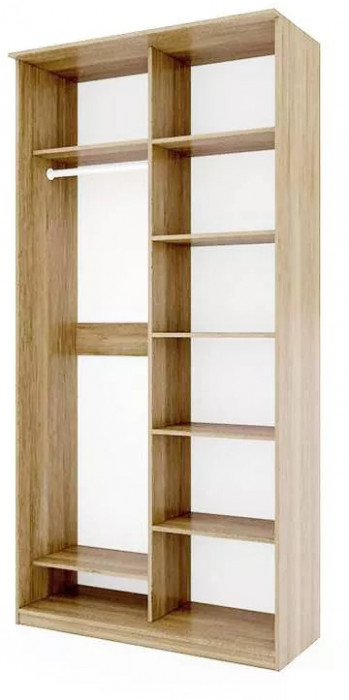 Шкаф купе Модерн 1190х600 2-х дверный 2-х секционный зеркальный с пескоструем №2 ясень