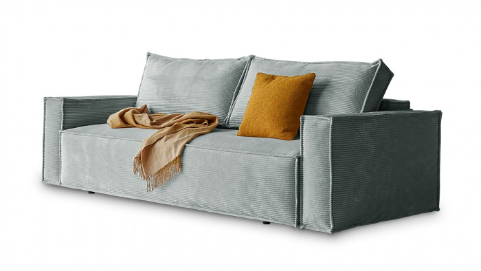 Диван Софт 3 Cilium Steel 240*94*80 см, Серый Вельвет Еврокнижка Фиеста