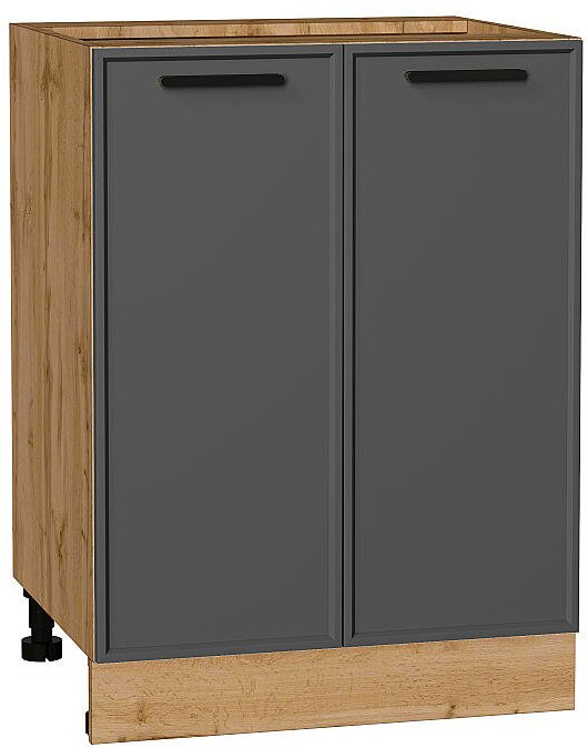 Кухонный гарнитур угловой Фрейм-03, МДФ, 220×200 см, Вотан/Штормовой шелк (Дуб натуральный)