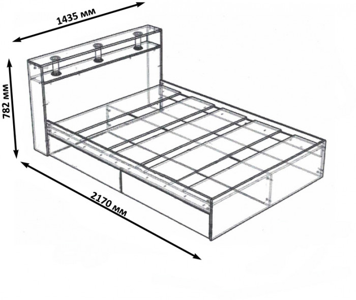 Камелия Кровать 1400, цвет дуб сонома, ШхГхВ 143,5х217х78,2 см., сп.м. 1400х2000 мм., без матраса, основание есть