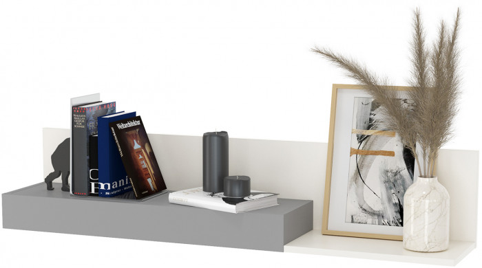 Торонто 11.39 Кровать + 16.475 Полка + 13.321 Комод, цвет белый шагрень/стальной серый, ШхГхВ 274х84,4х150 см., сп. м. 800х1900 мм, б/м, основан. есть