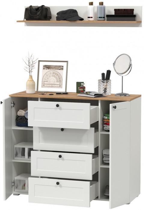 Остин Прихожая 72, белый шагрень/дуб крафт золотой